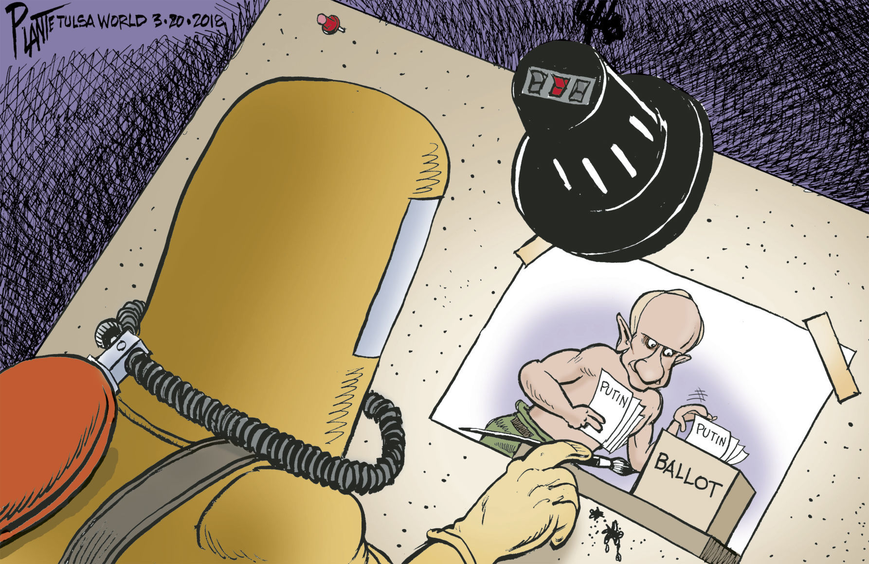 Bruce Plante Cartoon: Putin in a landslide